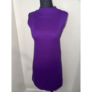Johnathan Logan Vintage Purple Shift Dress Sleeve Less Size‎ Sp  High Mock Neck